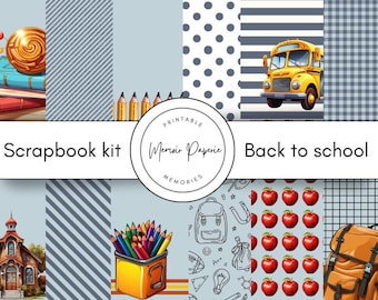 School Scrapbook Paper Kit: Back to School Printable (Digital Download)
