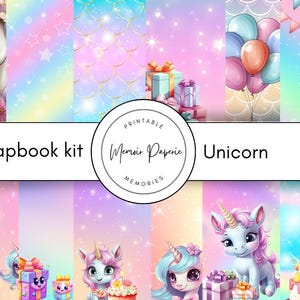 Kit de álbum de recortes de unicornio, papel y adornos Kit de diario basura de unicornio Kit de álbum de recortes de unicornio mágico, adornos y papel
