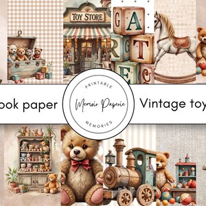 Antique Toy Scrapbook Paper: Vintage Baby Toys (Digital Download)