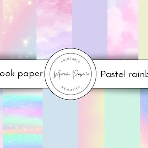 Pastel scrapbook paper, Digital pastel scrapbook papers, Pastel rainbow background paper, Scrapbook paper pack , Printable pastel paper