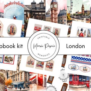 London scrapbook kit digital, London vacation scrapbook kit, London holiday scrapbook kit, London paper and embellishments