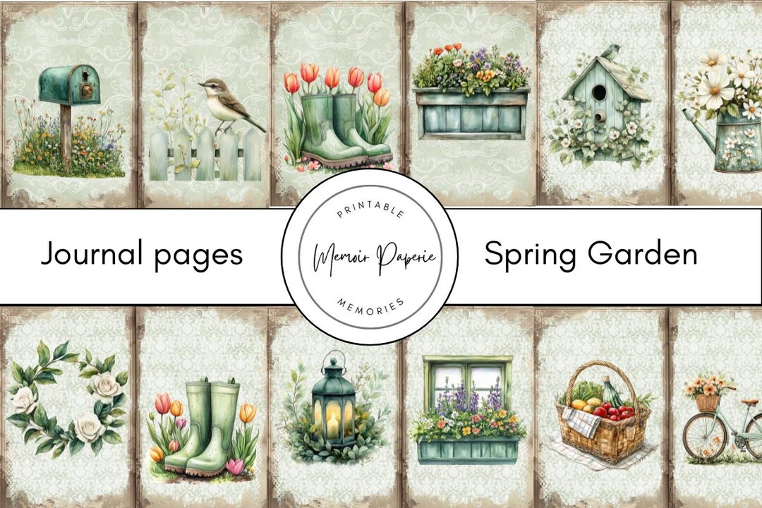 Spring Garden Junk Journal Pages: Printable Digital Collage (8.5x11 ...