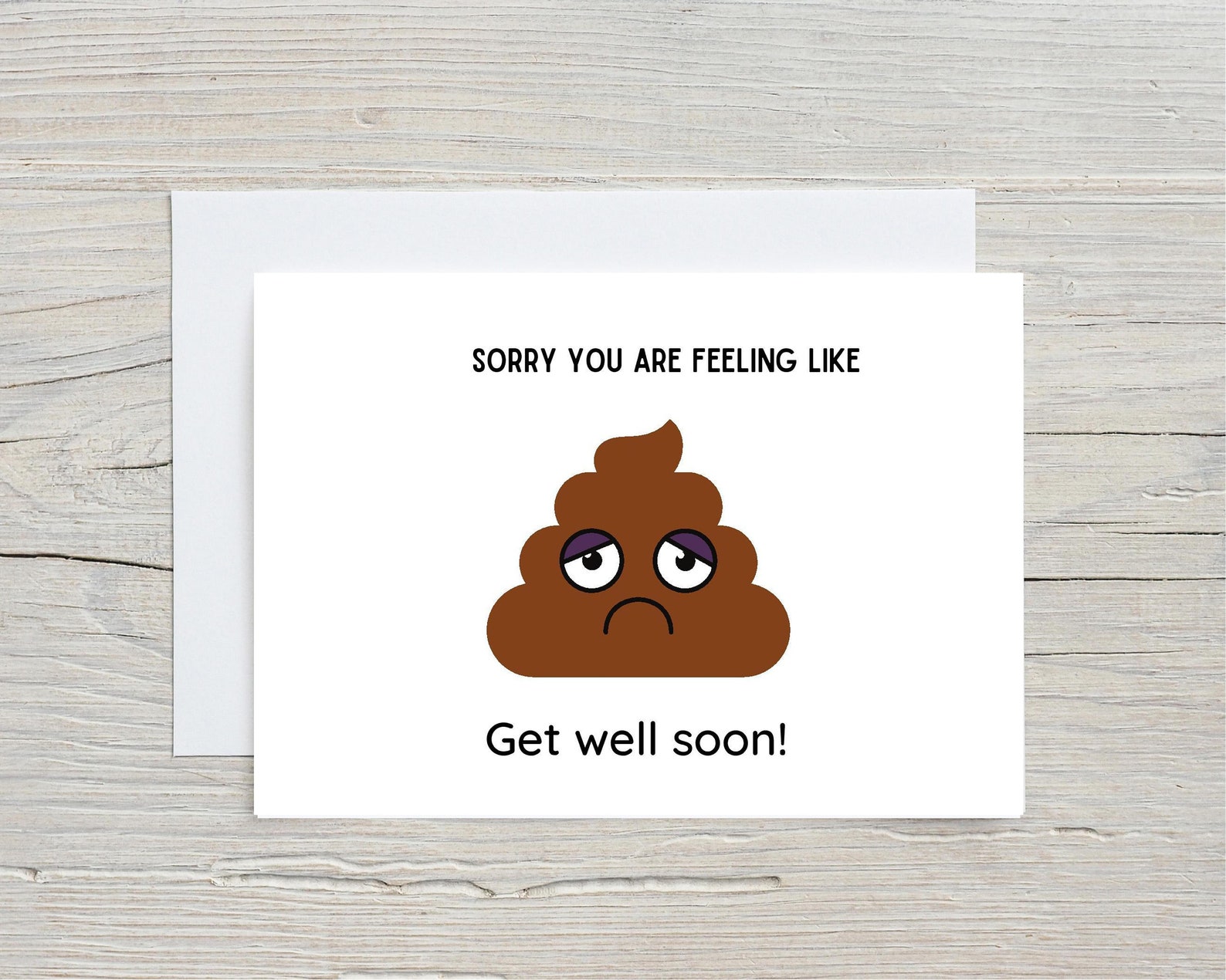 Funny poop emoji get well soon card Funny well wishes card | Etsy