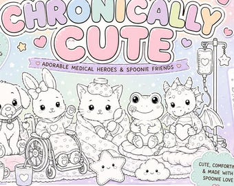 Chronisch schattig kleurboek | Afdrukbare kleurplaten voor gehandicapten en medisch | Inclusief pdf-download voor kleurplaten met kawaii