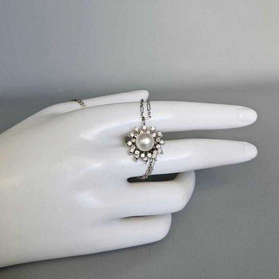 Mid Century Saltwater Pearl & Diamond "Snow Flake… - image 7