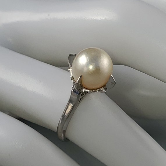 Vintage 9.7mm Saltwater Pearl 14K White Gold Esta… - image 6