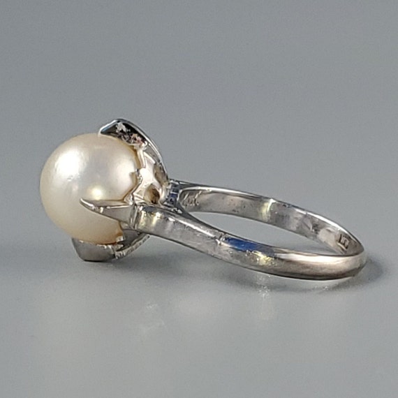 Vintage 9.7mm Saltwater Pearl 14K White Gold Esta… - image 3