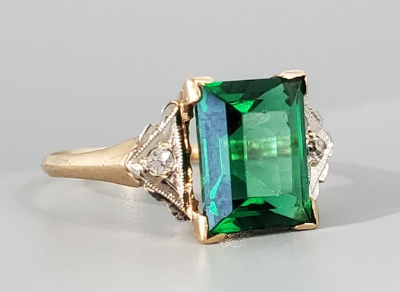 Vintage 14K Gold Tourmaline Diamond Ring - Fine Je