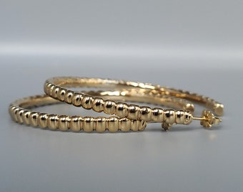 A Pair of John Hardy Bedeg Hoops in 18K Yellow Gold Estate Fine Jewelry Earrings