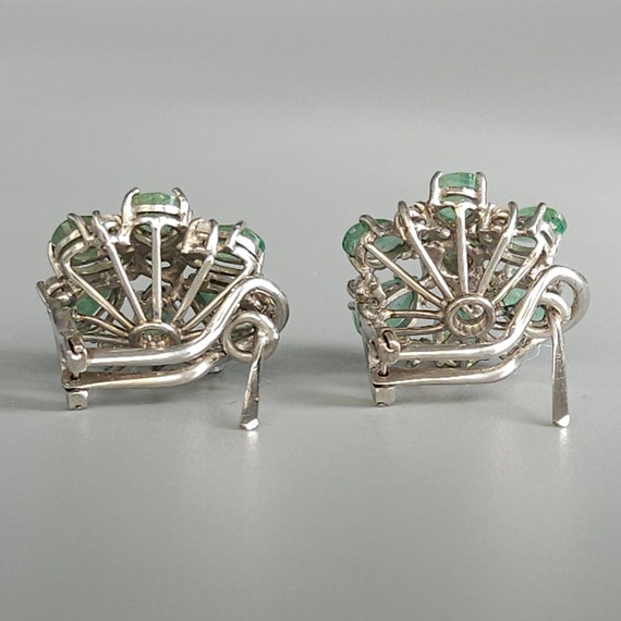 Art Deco Emerald Diamond Palladium Vintage Daisy … - image 6