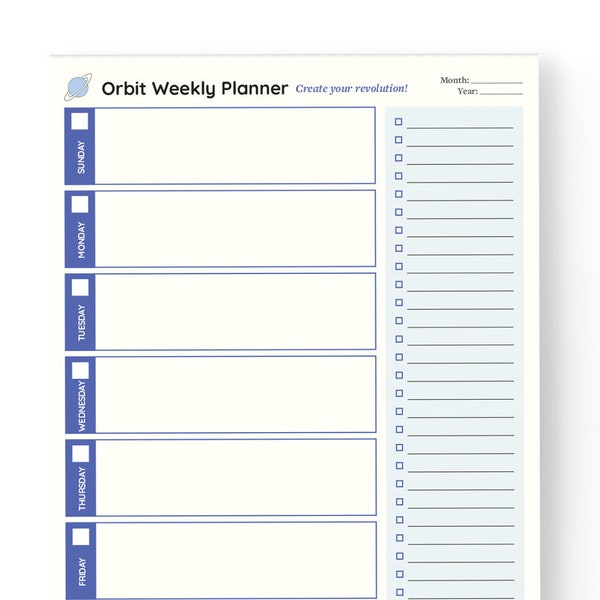 Orbit Wochenplaner Pad: Organisieren Sie sich mit täglichen Aufgaben, Plus Liste und Notizen