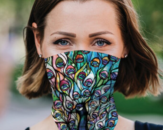 Face Mask/Neck Scarf Peacock Design in Gift Sleeve