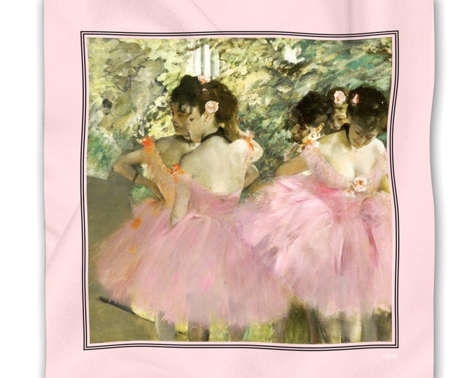 SCARF DEGAS Dancers in Pink Satin Silk-Finish