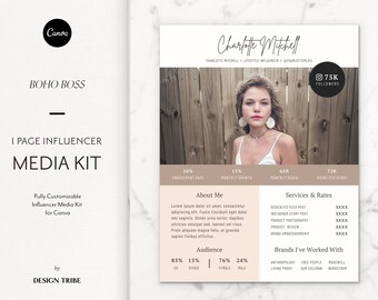 Media Kit, Influencer Media Kit, Press Kit Template, Rate Sheet