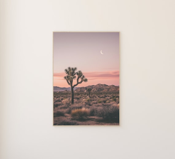 Joshua Tree Desert Poster, Sunset Desert Landscape Poster, Joshua Tree Art Print, Boho Room Decor, Boho Wall Art