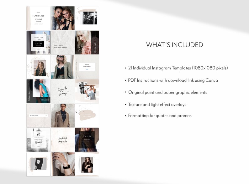 21 Instagram Templates for Canva Boutique Branding Blogger - Etsy