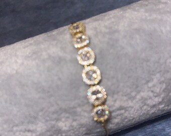 Real gold plated adjustable bracelet with zirconia diamonds
