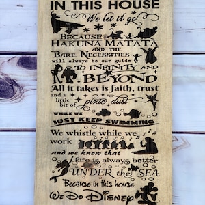 We do Disney, Disney house sign, Disney wedding gift, In this house sign, farmhouse Disney, Disney wall art, nursery decor
