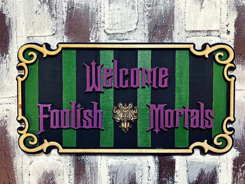 thumbnail image 2 of Welcome Foolish Mortals Haunted Mansion Mirror Door Hanger SVG – Kim 2 of 13