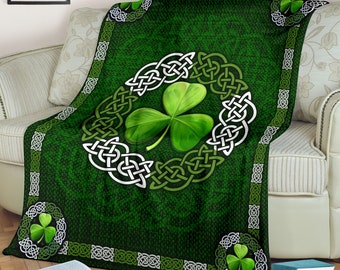 Clover Celtic Sofa Fleece Blanket Mothers Day Gift Printed in US