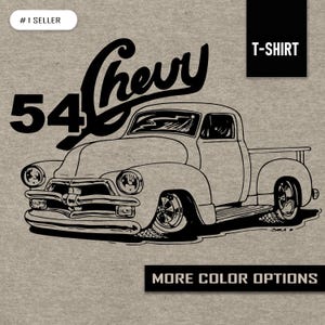 Vintage 54&#39;s Chevy Truck Unisex Tee, Retro Shirt, Vintage Clothing, Classic Truck Lover Gift, 1954s Style Apparel