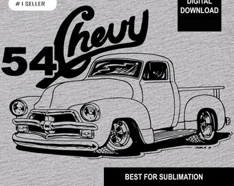 1954 Vintage Chevy pickup png, 1954 Vintage Chevy pickup pdf, 1954 Vintage Chevy pickup silhouette and dxf Sublimation Downloadable Files