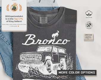 T-shirt met offroad-afbeelding Bronco | Vintage SUV-ontwerp met modderspatten