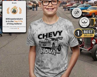 Chevy Nova Youth Shirt Kids Classic Muscle Car Graphic Tee Gift Boy