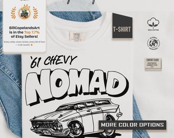 61 Chevy Nomad graphic T-shirt | Classic Car Illustration, Vintage Wagon