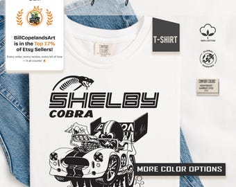 Vintage Shelby Cobra Rennwagen Komfort Farben 1717 T-Shirt, Retro Classic Muskelauto Shirt, Geschenk für Auto Jungs, Automobilbekleidung, Bill Copeland