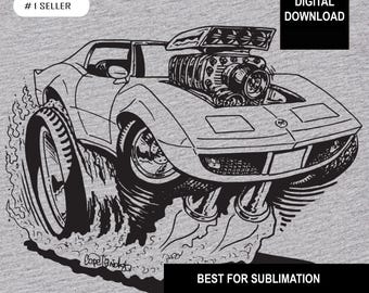 Vintage Corvette Digital Sublimation Downloadable PNG and SVG File