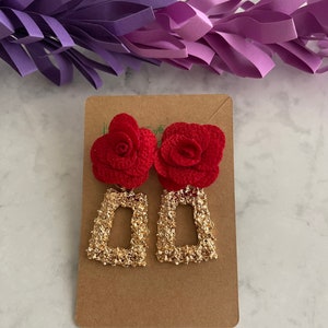 Red Flower Earring. Elegant and comfortable  Earring . Rose Red Earrings.  Gift for mother, sister or friend.