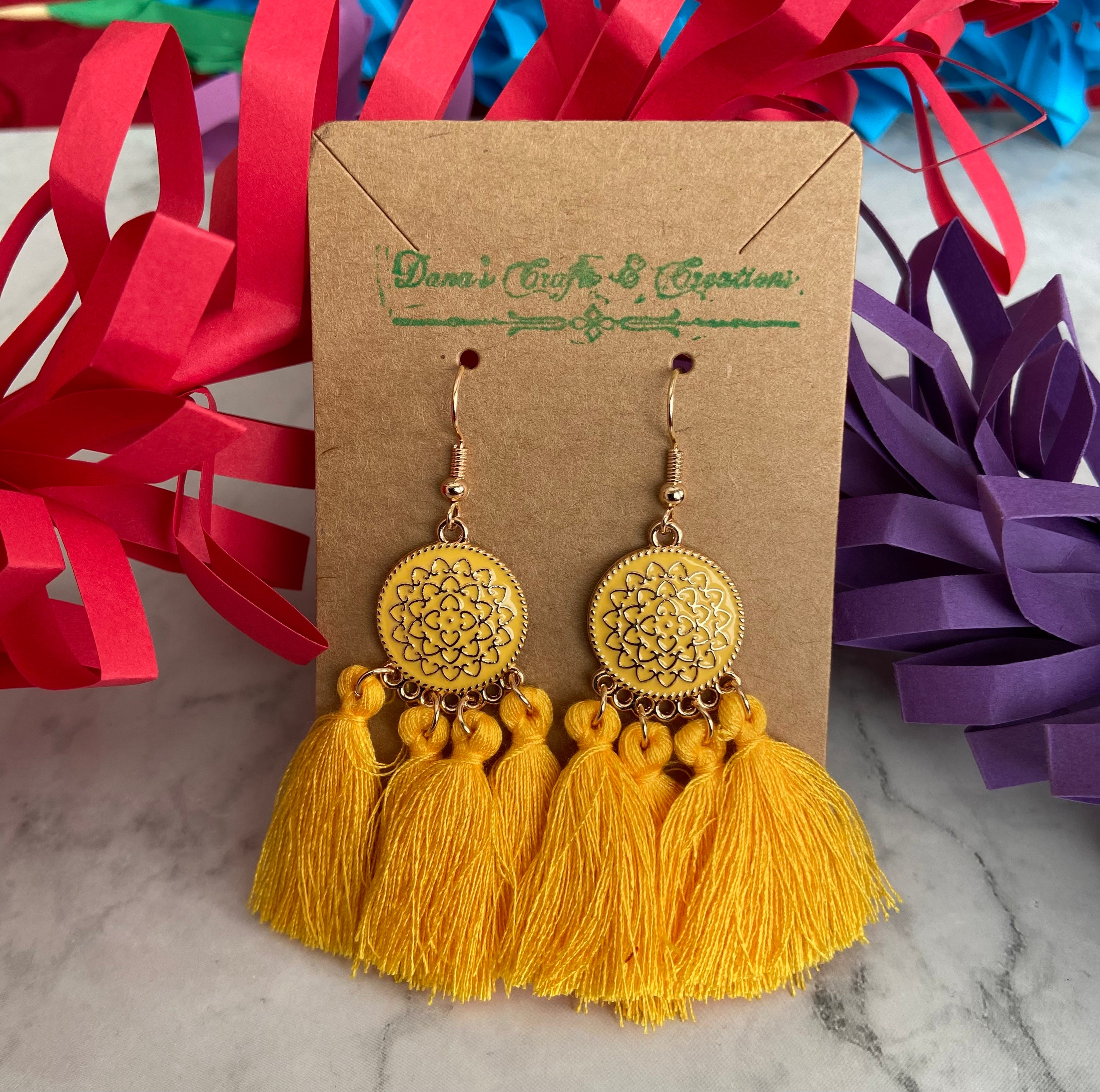 Buy SALE Yellow Tassel Earrings Long Yellow Earrings Yellow Statement  Earrings Unique Yellow Earrings Yellow Jewelry Gifts Online in India - Etsy