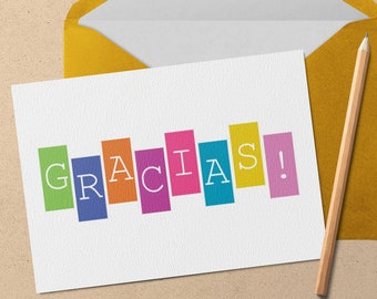 Gracias Printable Card- INSTANT DOWNLOAD