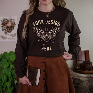 Gildan 18000 Mockup 18000 Dark Chocolate Mockup Dark Chocolate Sweatshirt Gildan Sweatshirt Fairycore Mockup Fairy Grunge Mockup Soft Grunge