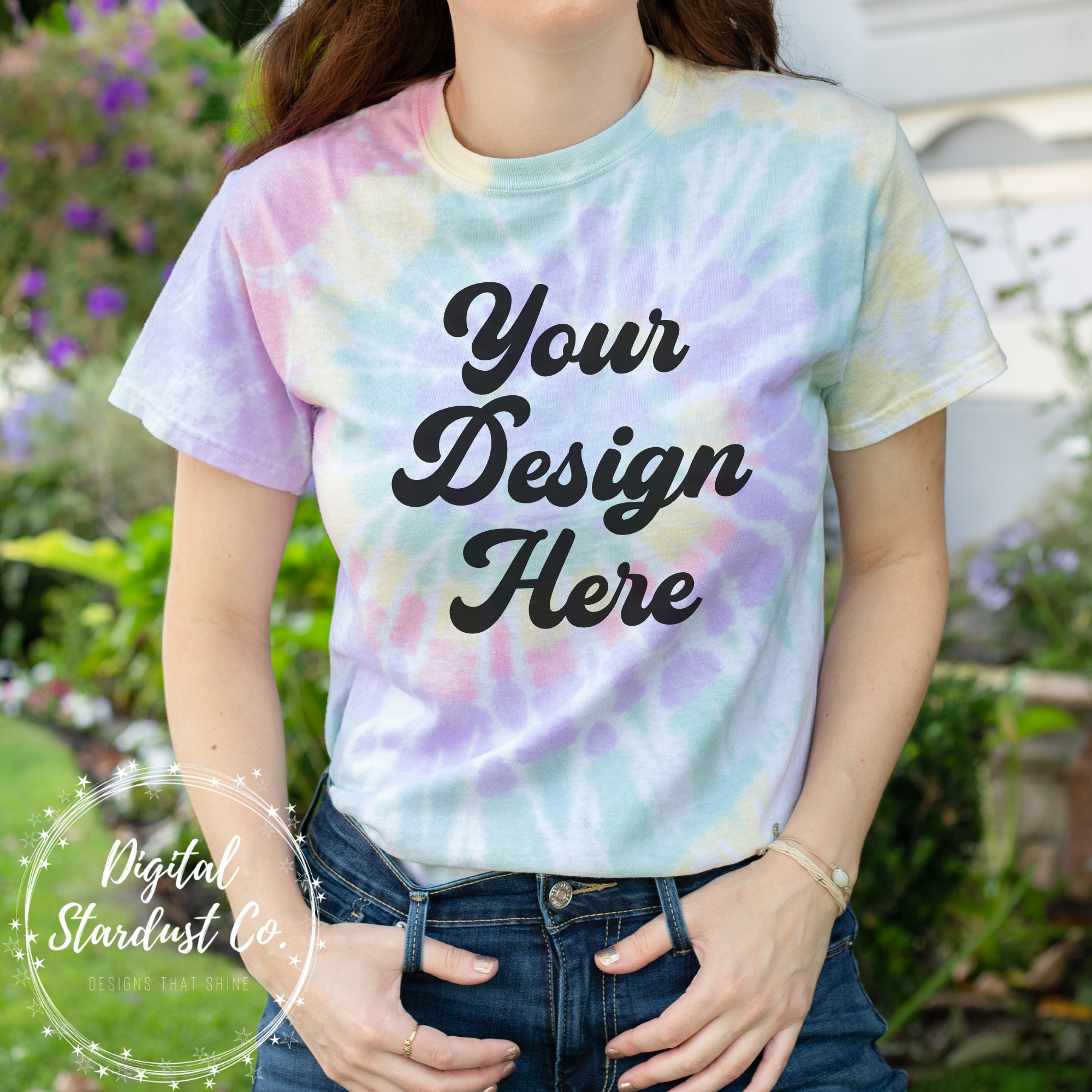 Gildan 5000 Tie Dye Mockup | Hazy Rainbow Mockup | Gildan 5000 Hazy ...