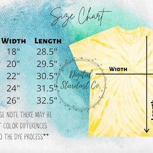Gildan 5000 Tie Dye Size Chart | Tie Dye Tee Cyclone Size Chart | Sizing Gildan 5000 Tie Dye | Tie Dye Shirt Size Chart | Tie-Dye Tee G5000