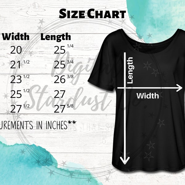 Bella Canvas 8816 Size Chart Mockup | Flowy Top Size Chart | Sizing Bella Canvas | Black | Bella Canvas Flowy Top