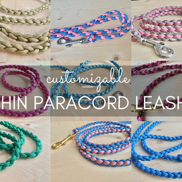 CUSTOMIZABLE - Thin paracord dog leash *1 or 2 colors*