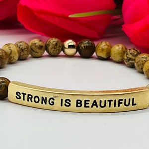 Strong Is Beautiful Inspirational Beaded Bracelet