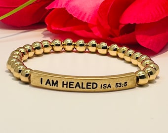 Isaiah 53:5 Bible Verse Inspirational Beaded Stretch Bracelet For Women