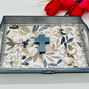 Wooden Cross Decoupage Wood Tray For Jewelry Organizer Gifts For Women