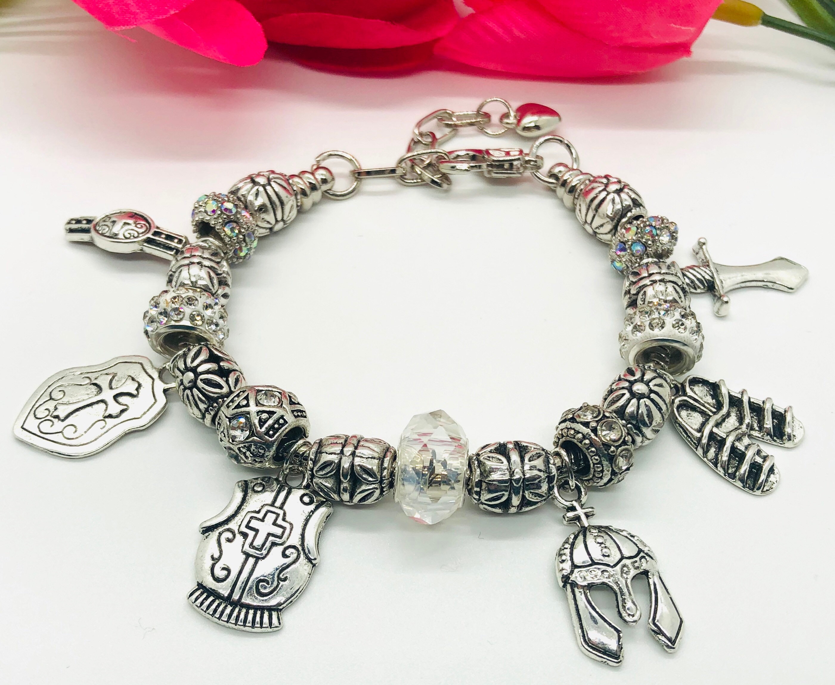 Armor of God Charm Bracelet For Women Handmade Jewelry Gifts For Her