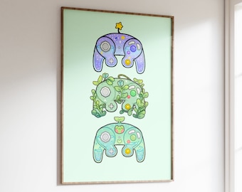GameCube controllers wall print | downloadable print | printable | gaming | wall art