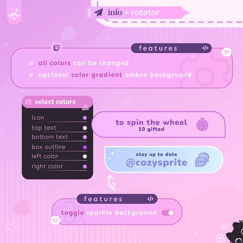 Info Rotator Widget | Info Box | Customizable Colors | Pastel Pink ...