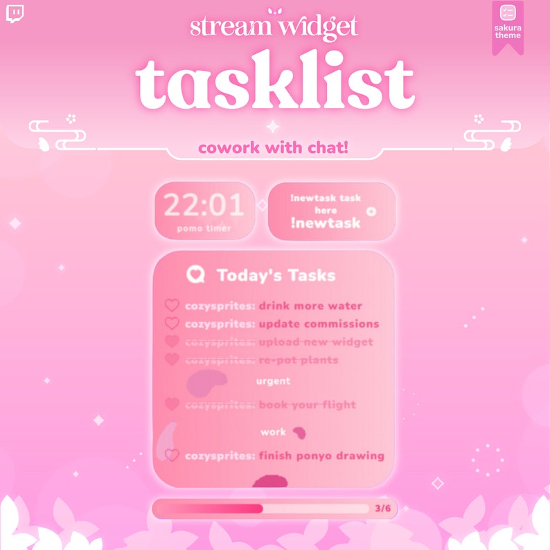 Task Widget | Pomodoro Timer | Tasklist for Coworking | Subathon ...
