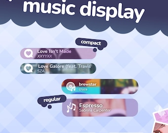 Widget de música ⟢ Reproductor de canciones en streaming ⟢ Spotify ⟢ Twitch ⟢ Streamelements ⟢ Colores personalizables