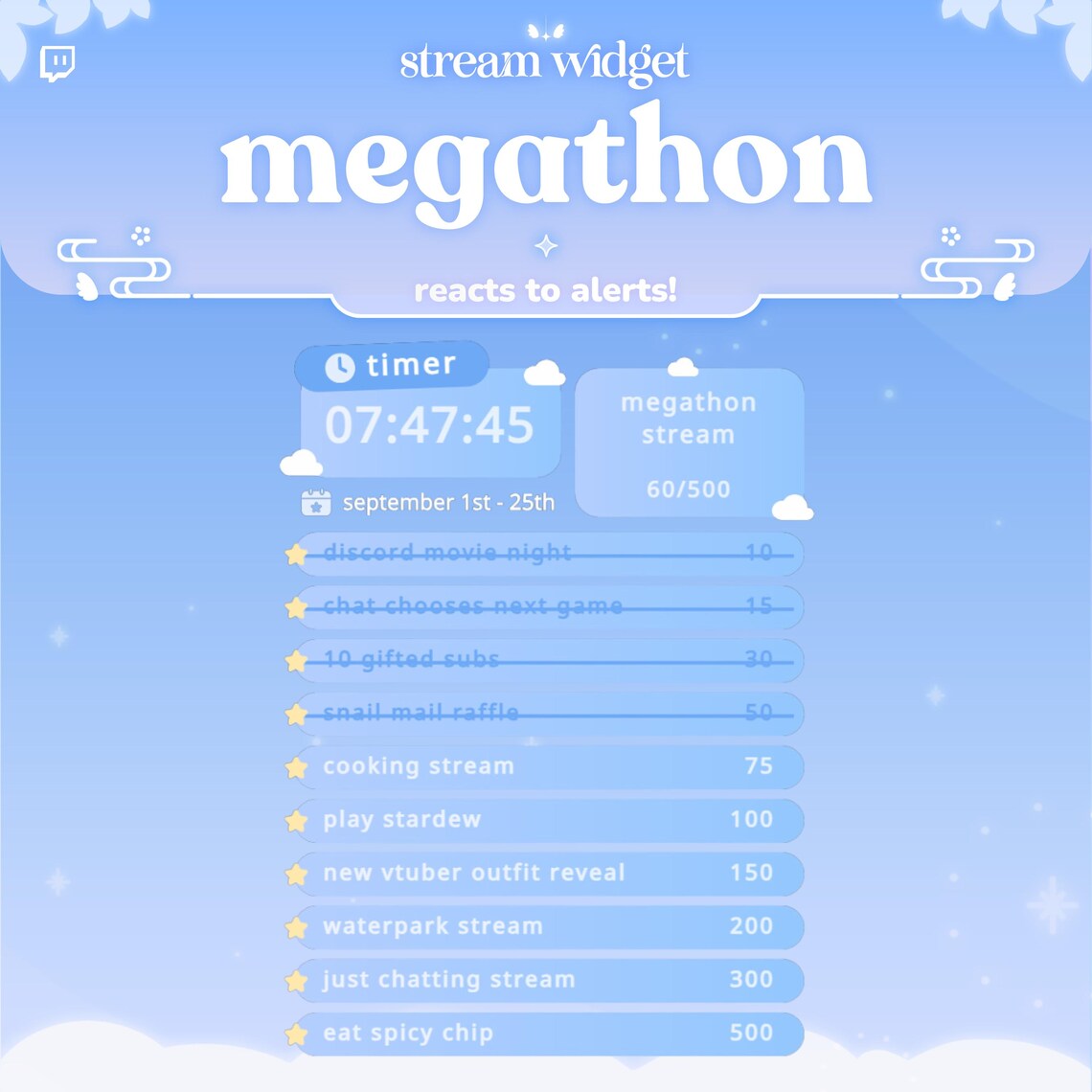 Megathon Goal Timer Widget | Timer, Subathon, Megathon | Alerts for ...