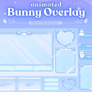Blue Bunny Overlay Pack | Animated Stream Overlay Pack | Twitch Youtube Vtuber Streamer