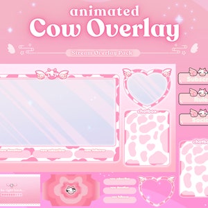 Pink Cow Overlay Pack | Animated Stream Overlay Pack | Twitch Youtube Vtuber Streamer
